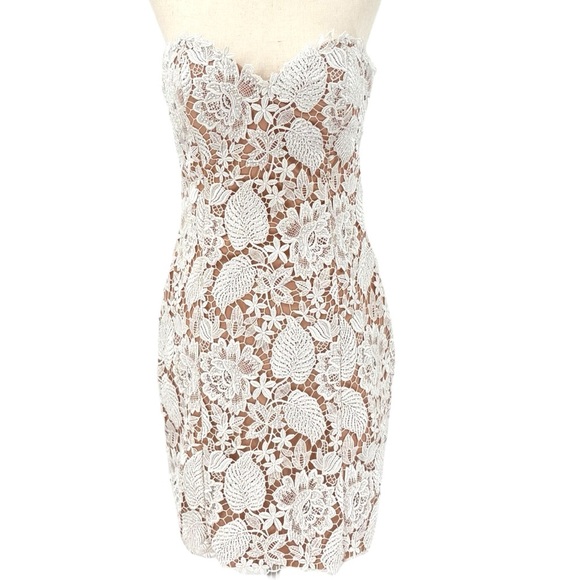 Jovani White Lace Strapless Mini Party Dress 8 - Picture 1 of 10